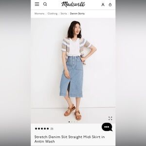 Vintage Madewell Utility Denim Midi Skirt- Carpenter Workwear-Inspired